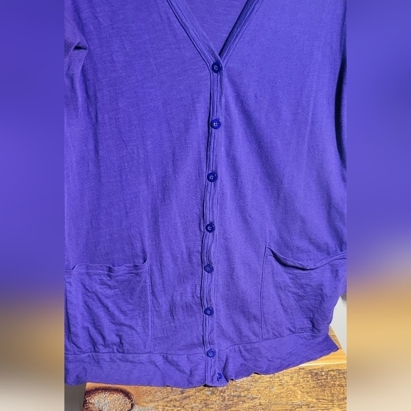 Dorothy Perkins medium uk12 purple button-down pocketed vneck cotton cardigan - Picture 3 of 7